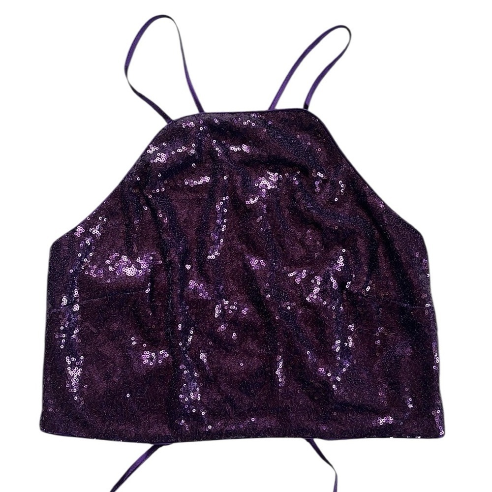 LULUS Purple Sequin Lace-Up Two-Piece Mini Dress NWT Size Large - Picture 8 of 14
